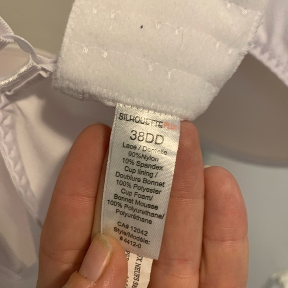 💜 Silhouette Plus White Lace Lightly Lined Bra - 38DD - Picture 3 of 5